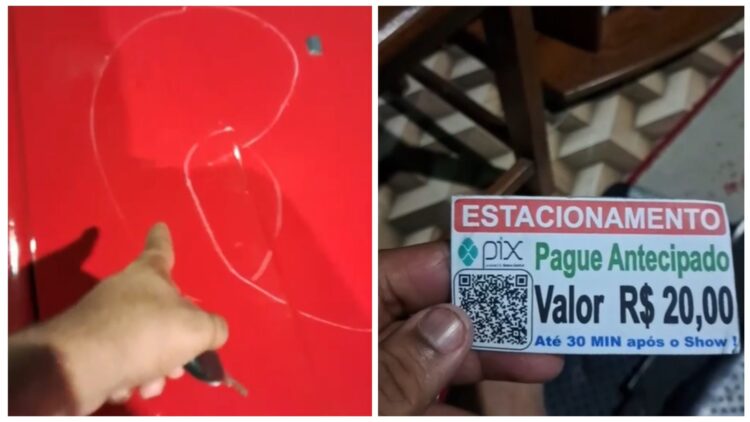 Após pagar flanelinha antecipado para reparar seu carro, motorista volta e encontra veículo todo arranhado