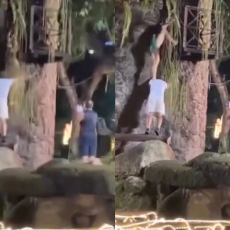 Casal é flagrado tentando subir em castelo fechado na praça Batista Campos