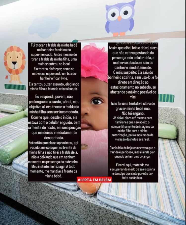 Mãe de menina relata ação estranha dentro de banheiro de shopping