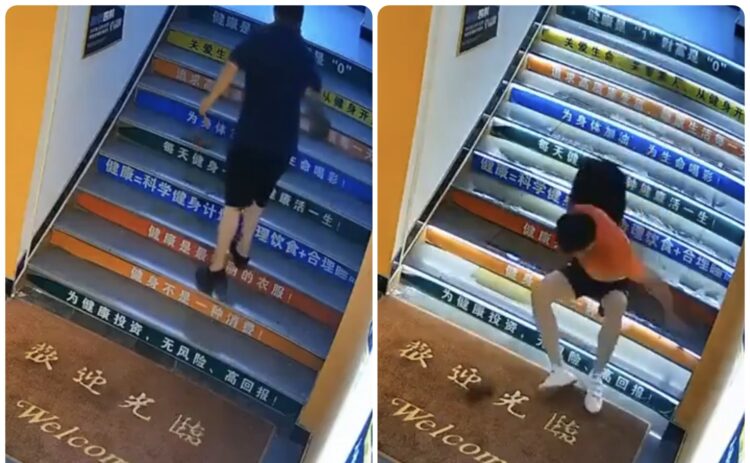 Vídeo mostra homem jogando óleo em escada e causando quedas em academia