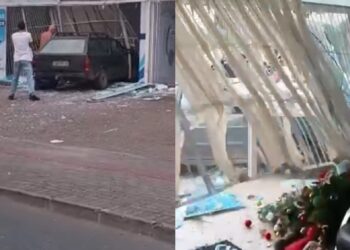 Homem surta, pega carro e invade a própria loja de ar-condicionado em Blumenau