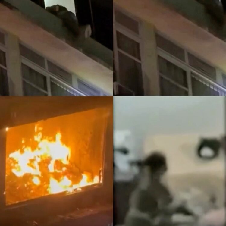 Idoso de 93 anos caminha pelo parapeito do 8º andar para escapar de incêndio em prédio