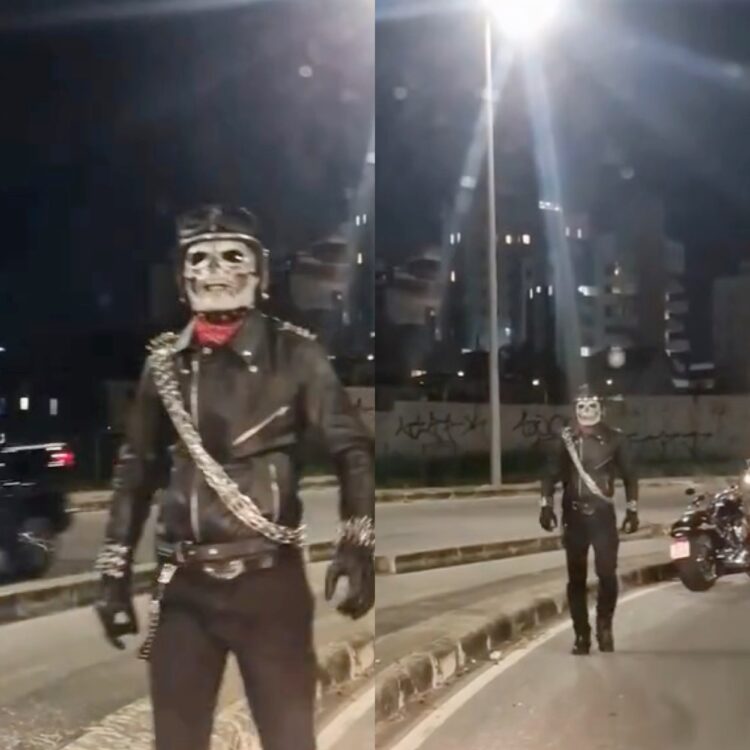 Mulher fica sem gasolina em avenida de BH e é surpreendida por ‘Motoqueiro Fantasma’