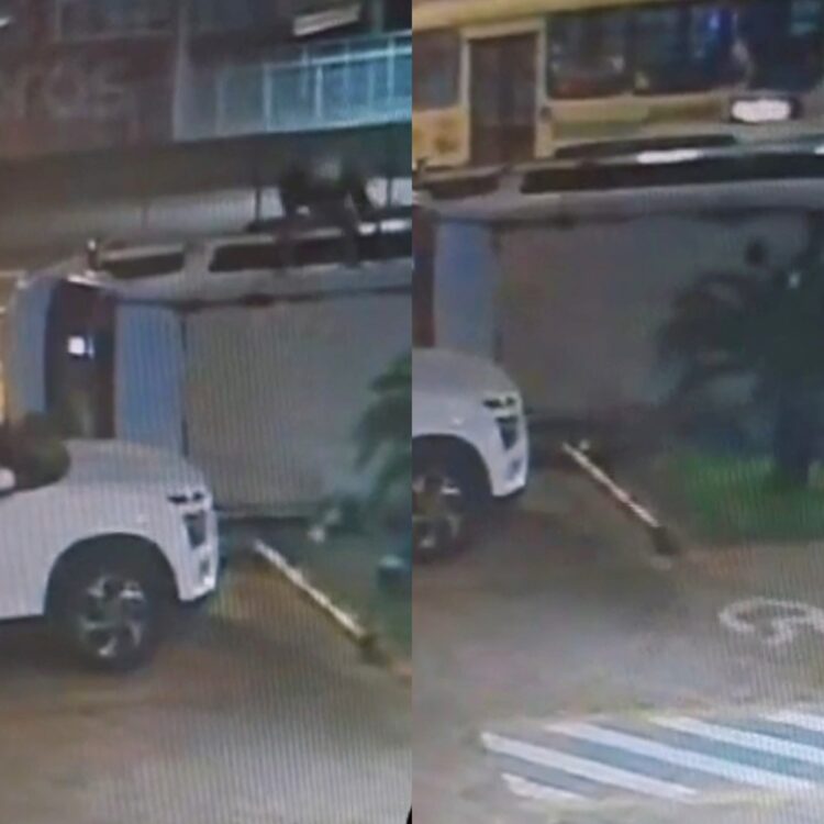 Van capota e cai em cima de mulher na BR-316, em Ananindeua. Motorista foge do local