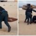 Policial militar usa força para conter mulher que causava tumulto em praia de Soure, no Marajó