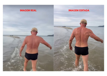 Petistas publicam na internet foto alterada de Lula musculoso na praia e internautas rebatem: “I.A descarada”