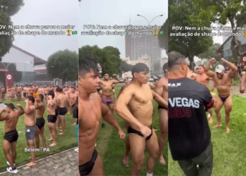 Avaliação de fisiculturismo acontece sob chuva na Estação das Docas