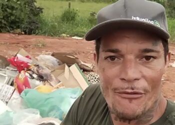 Homem encontra jabuti abandonado em caçamba de lixo e realiza resgate