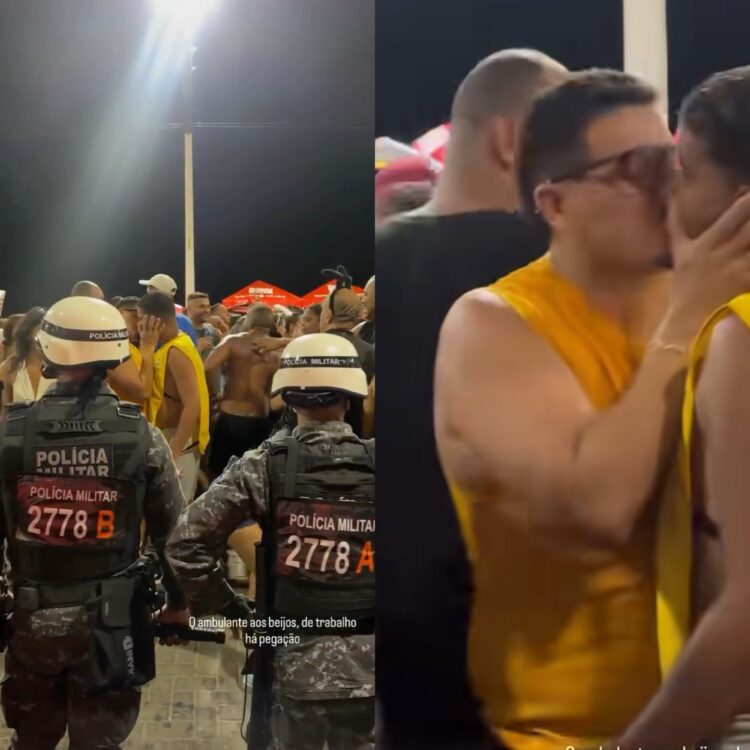 Em Salvador, ambulante viraliza ao dar “pausa” no trabalho e trocar beijos com outro homem durante bloquinho