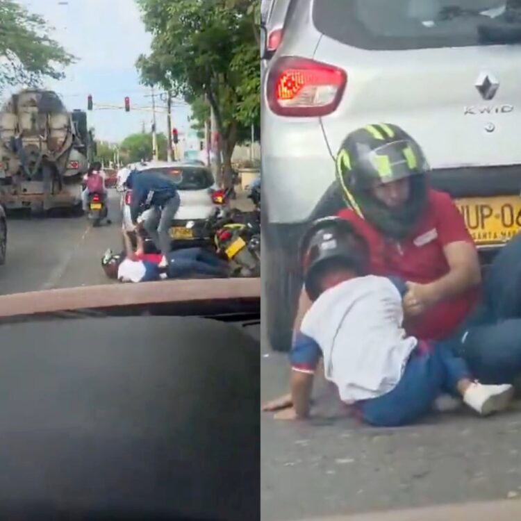 Pai e filho caem da moto durante assalto e vivem momentos de terror na Colômbia