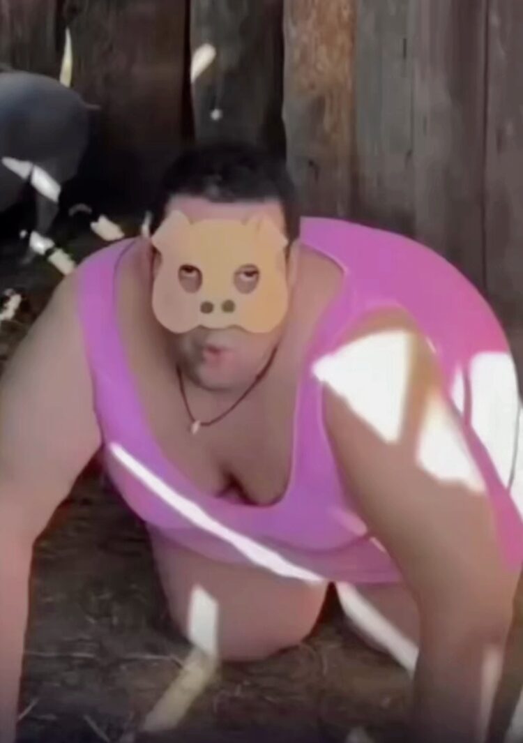 Homem viraliza ao dizer que “se identifica com animais” e gravar vídeos em chiqueiro