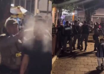 Vídeo mostra torcedor com criança de 4 anos sendo por atingido por trás com spray de pimenta por policial após título do Grêmio