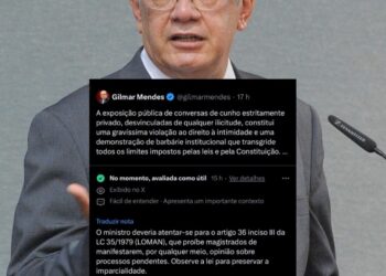 Gilmar Mendes critica divulgação de conversas no caso Master e é corrigido pelo próprio X (antigo Twitter)
