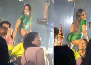 Dançarina do cantor Pepe Moreno se incomoda com gravações de ‘fã’ durante show