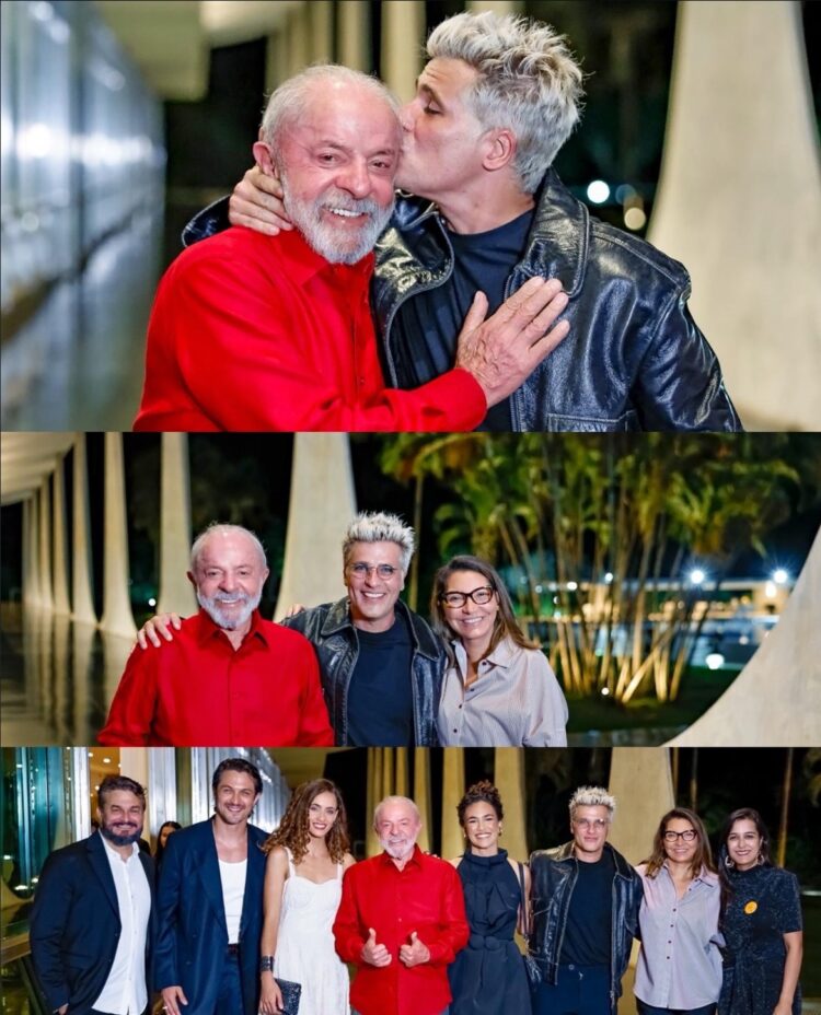 Atores Bruno Gagliasso e Rômulo Estrela se reúnem com Lula no Palácio da Alvorada para exibição de filme sobre o SUS