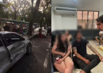 Vídeo mostra acidente que destruiu 5 veículos na Av. Presidente Vargas. Motorista apresentava sinais de estar sob efeito de substâncias