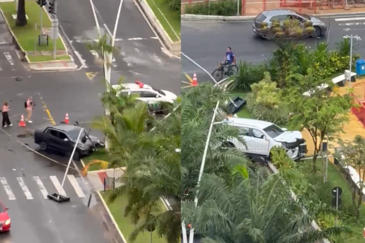 Acidente envolvendo dois carros de passeio é registrado próximo ao canal da Doca na manhã desta sexta (8)