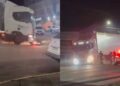 Caminhoneiro é ‘cercado’ por grupo de motociclistas após batida e arrasta moto por várias ruas de SC