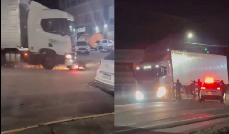 Caminhoneiro é ‘cercado’ por grupo de motociclistas após batida e arrasta moto por várias ruas de SC