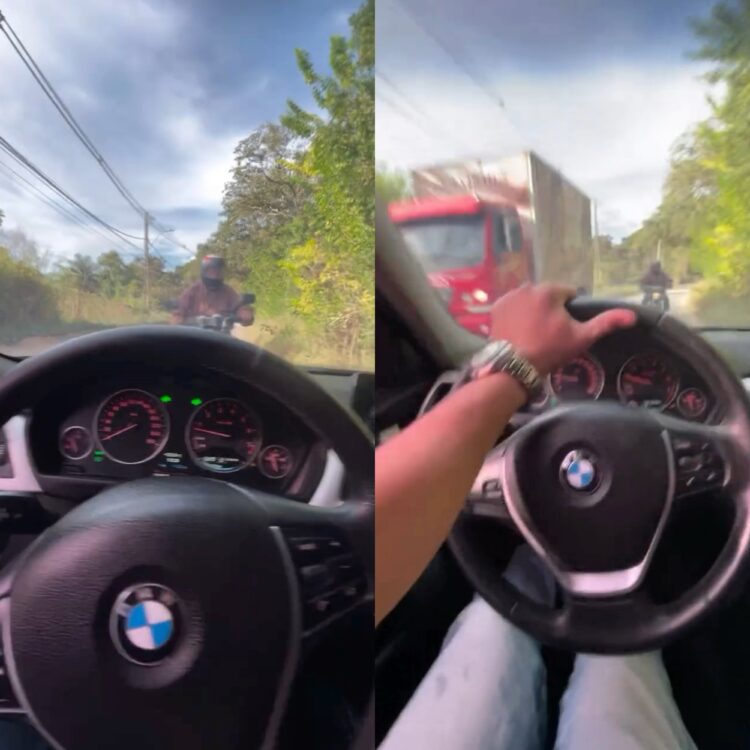 Motorista de BMW evita colisão com motoqueiro que vinha na contramão e vídeo repercute