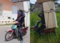 Homem viraliza ao fazer mudança em cima de uma moto biz no interior do Ceará