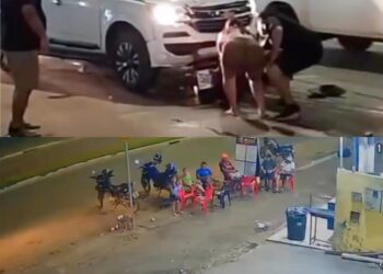 Em Santarém, motorista atinge motos estacionadas e quase atropela pessoas na Av. Fernando Guilhon