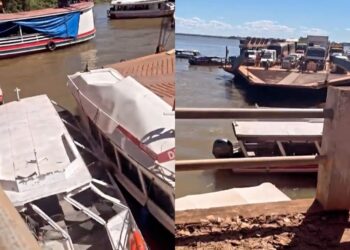 Balsa perde o controle e colide com dois barcos, em porto de Itaituba