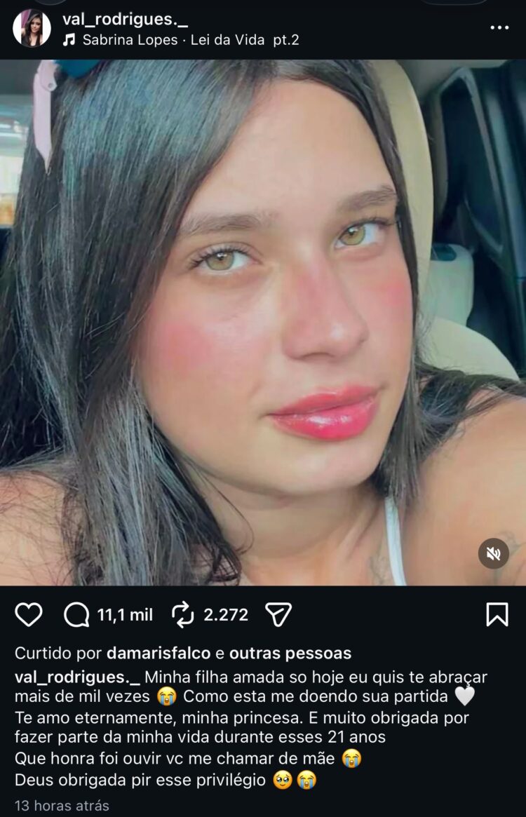 “Te amo eternamente, minha princesa”, diz mãe de jovem de 21 anos que morreu durante salto de ponte em SP. A atividade teria custado R$ 330
