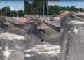 Avenida Liberdade é interditada após trecho de asfalto ceder, em Belém