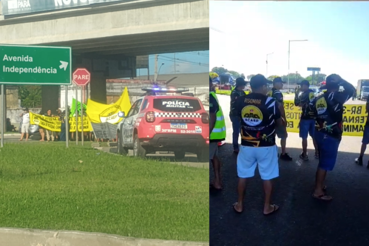 Caminhoneiros realizam protesto e bloqueiam acesso da Alça Viária para BR-316, em Marituba