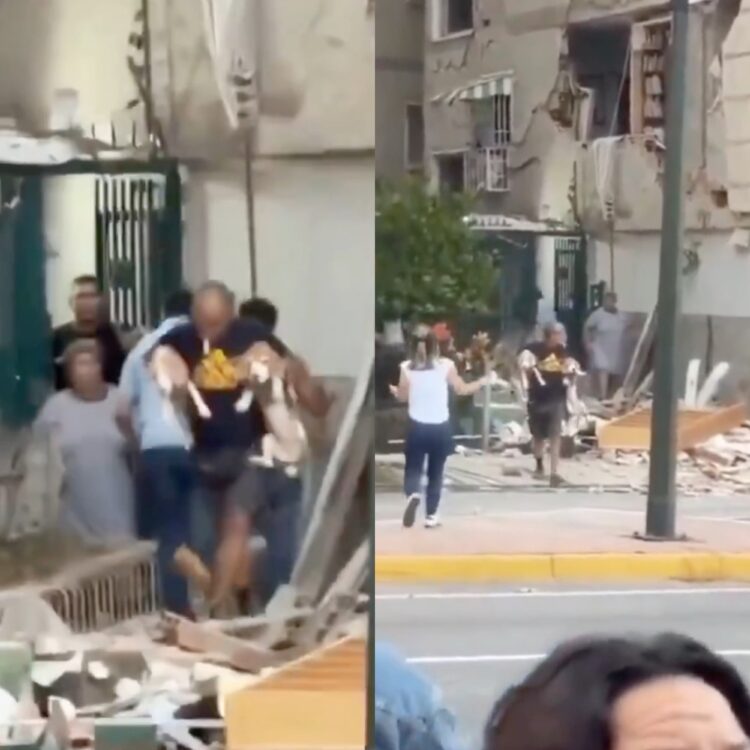 Idoso salva seus dois cachorros e os carrega no colo após forte terremoto