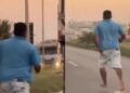 Motorista persegue homem com facão em rodovia de MT e vídeo mostra momentos de tensão