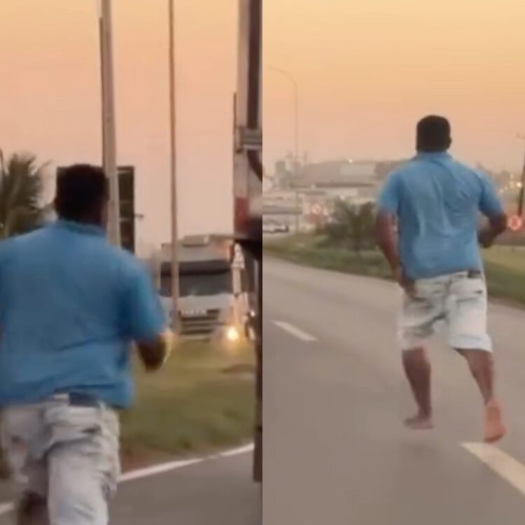 Motorista persegue homem com facão em rodovia de MT e vídeo mostra momentos de tensão