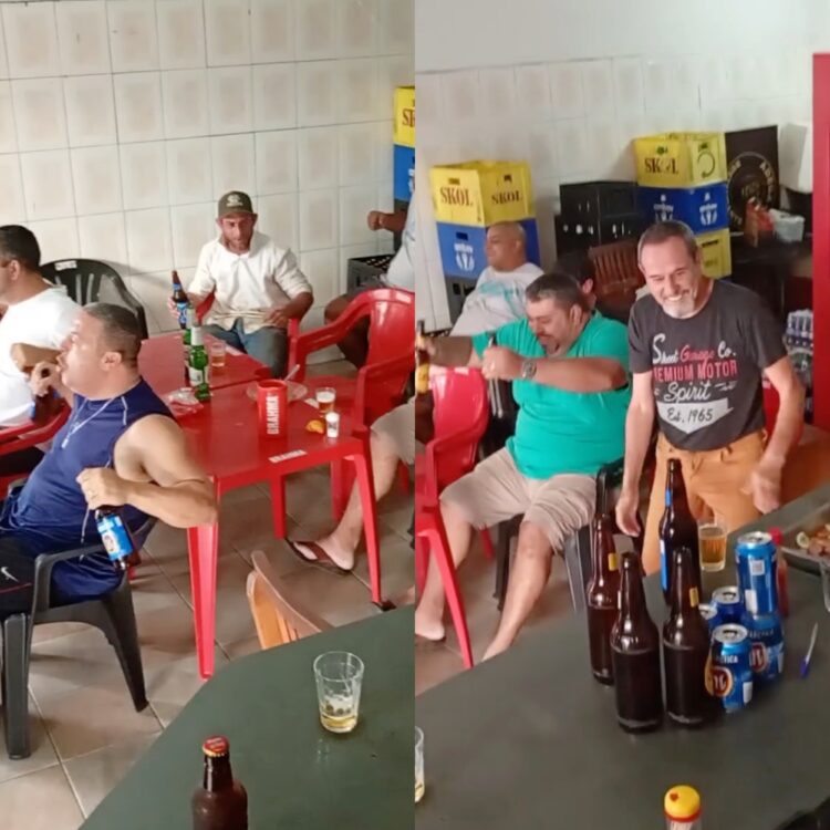 Torcedores brasileiros fazem “remada viking” em boteco de Minas Gerais e vídeo viraliza antes de jogo da Seleção